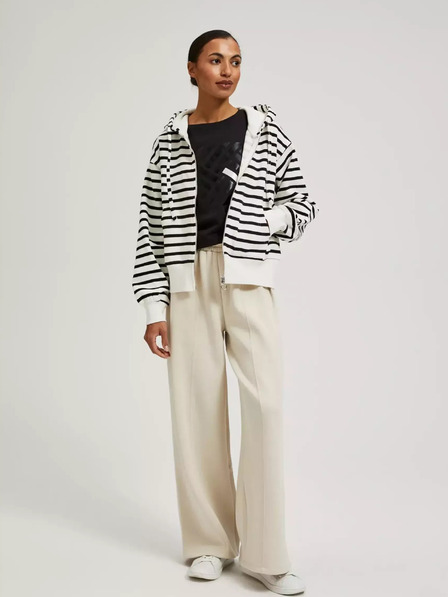 Moodo Черно-бяла раирана суитшърт с качулка и цип Moodo