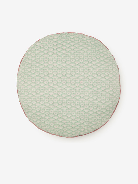 HIP Диаметър 55 см - Розова и зелена двустранна възглавница с мотив HIP Romini