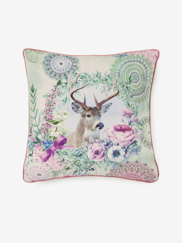 HIP 48 x 48 cm - Зелена и розова възглавница HIP Romini с възможност за обръщане