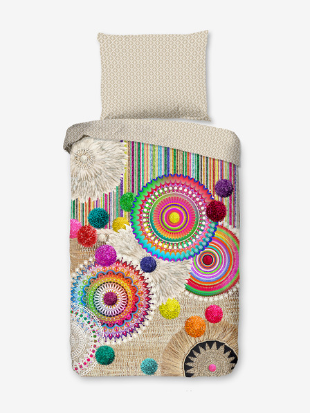 HIP 140 x 200 cm - Бежово шарено двустранно спално бельо HIP Inessa