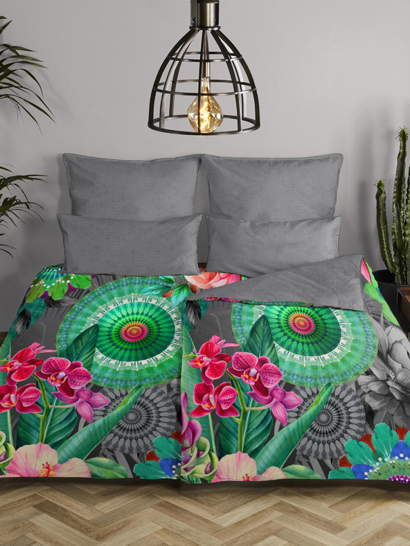 HIP Сиво шарено двустранно спално бельо HIP Thirze 140 x 200 cm -