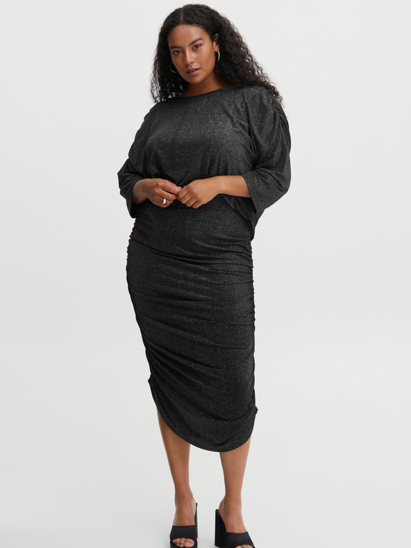 Fransa Черна дамска пола с металик Fransa