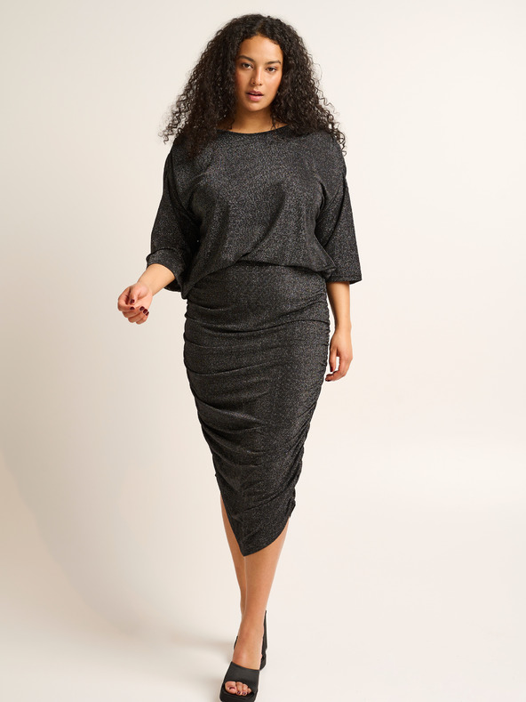 Fransa Черна дамска пола с металик Fransa